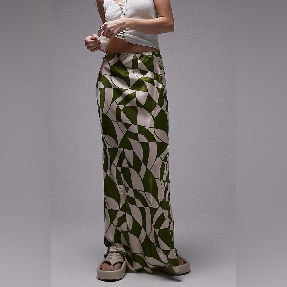 Topshop Geometric Maxi Slip Skirt